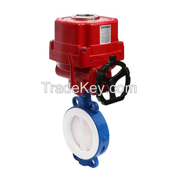 Motorized Butterfly Valve Wafer Flange Ends Dc24v Ac220v On-off Or 4-20ma