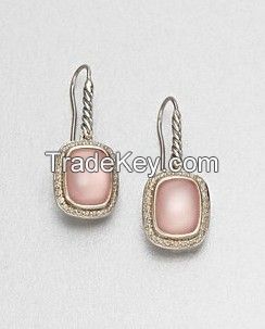 David Yurman 8x10mm noblesse Pink Chalcedony Earrings