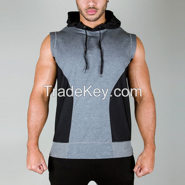 custom men's fashion sleeveless hoodies design