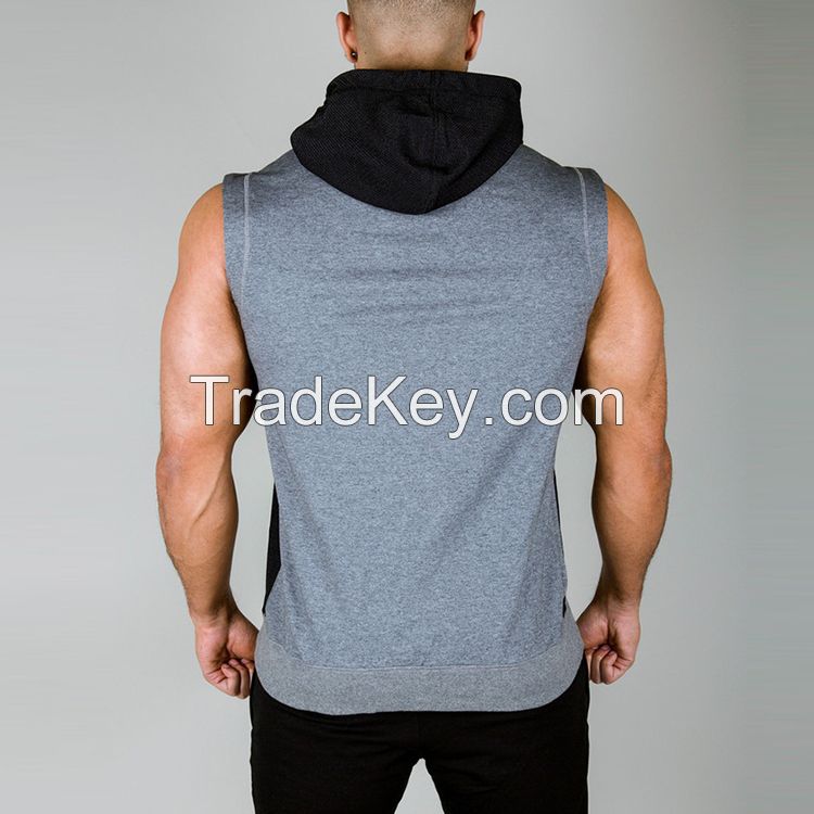 custom men's fashion sleeveless hoodies design