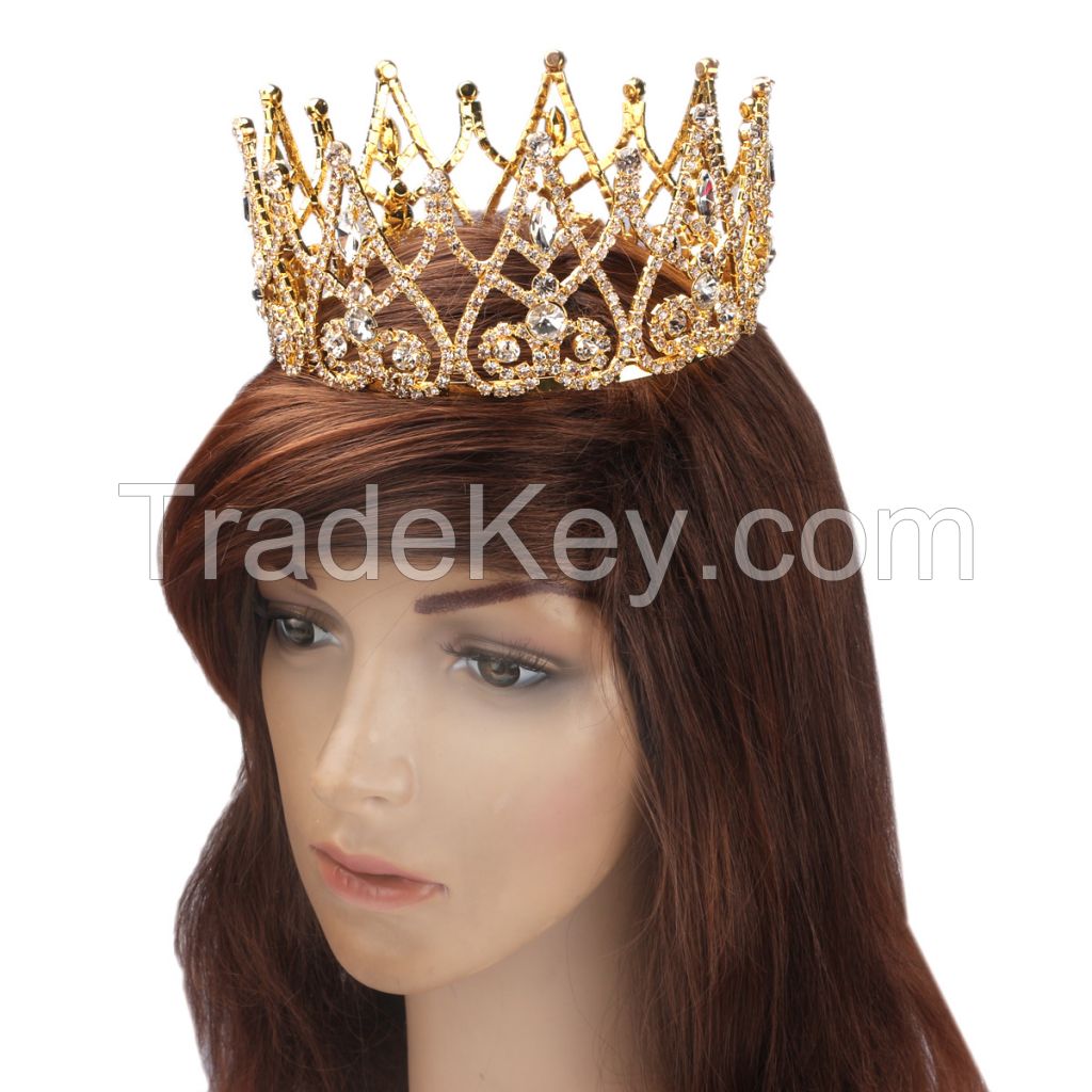 Wholesale round ring  crystal crown hair accessories, Bridal tiara beauty pageant