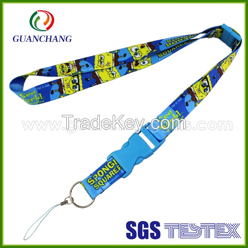 Plastic safety buckle silkscreen printing polyester thin lanyards