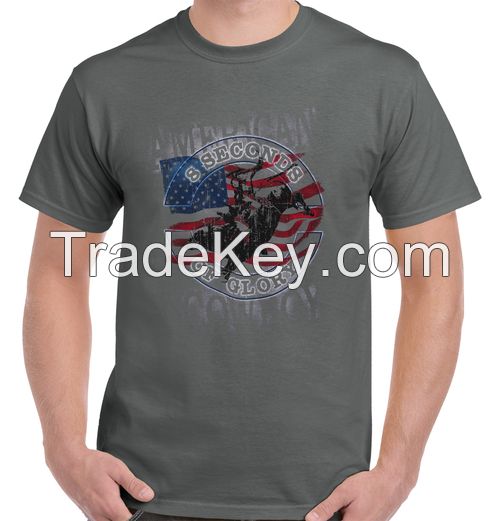 American Cowboy - 8 Seconds Of Riding - Charcoal Printed Tee Shirt