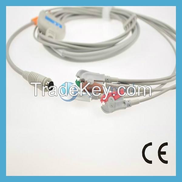 MEK One piece 3-lead ECG Cable with leadwires