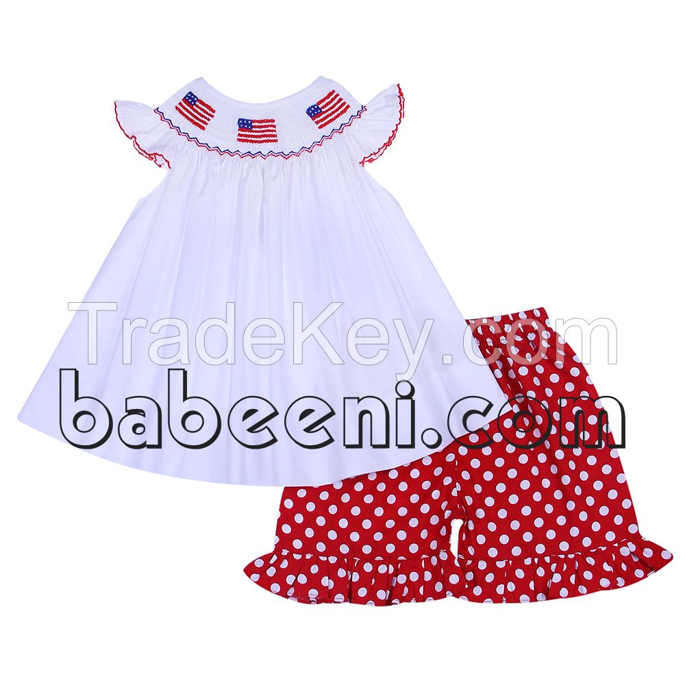 American flag smocked set for little girl - DR 2224