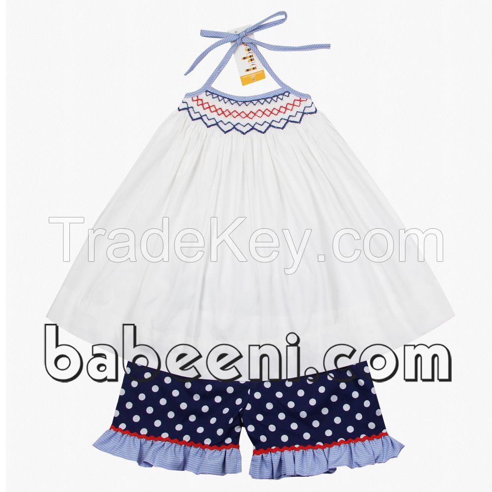 Adorable geometric smocked girl set - BB246