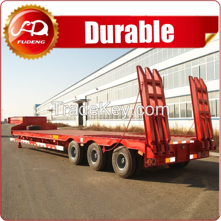 Competitive price 60ton tri axle lowbed semi trailer air suspension for transport Cat D7 D8 D9 bulldozer