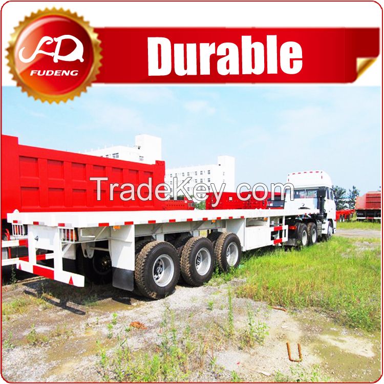 Cheap 3 axle 40ft or 20ft used trailer container flatbed truck trailer and semi trailer container for sale