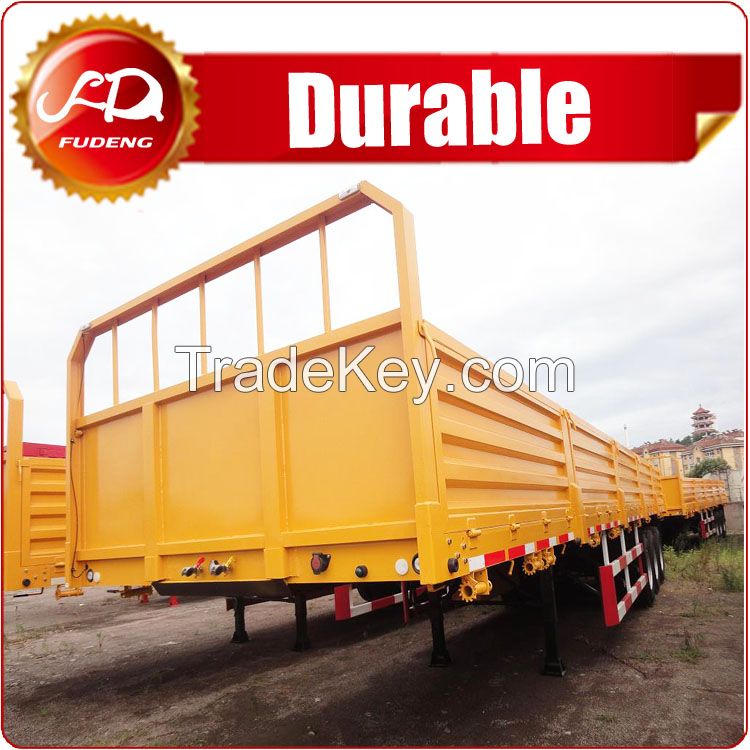 Chat Now! Cheap price 3 axle 60 ton flatbed with side wall cargo semi trailer