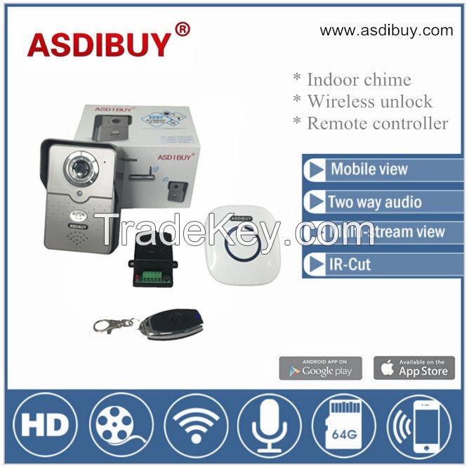 ASDIBUY waterproof smart wifi video doorbell with indoor chime/wireless unlock device/remote controller for your home