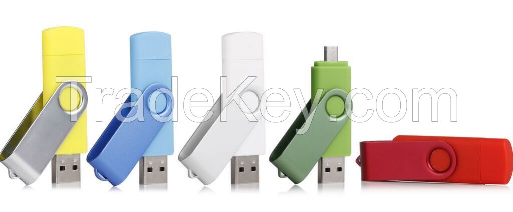 Plastic Swivel OTG USB Flash Drive For Phone Printing Logo