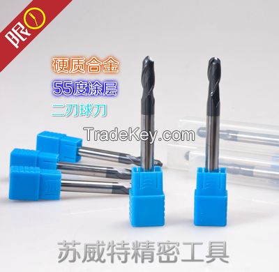 55 of the whole hard alloy tungsten coated steel cutter Two edge ball end milling cutter