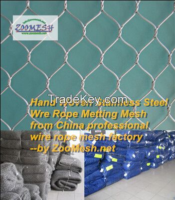 Stainless steel wire rope netting mesh, hand-woven ss wire cable mesh (ss304, 316) 