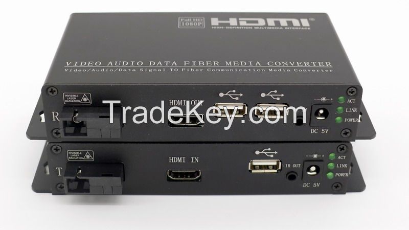 1080P HDMI and keyboard or mouse fiber converter with IR signal remote