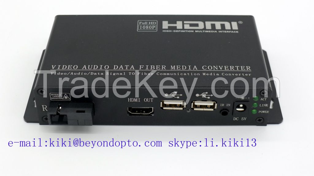 1080P HDMI and keyboard or mouse fiber converter with IR signal remote