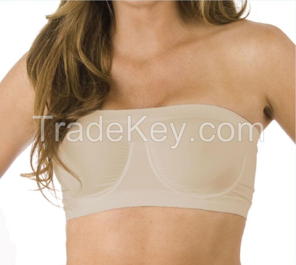 Women's Ruched Seamless Padded Layering Bandeau Bra