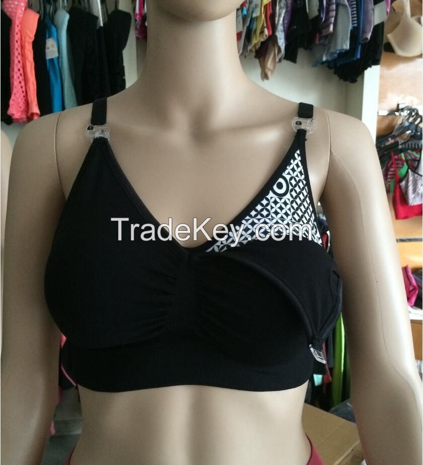 Women's soft stretch seamless one hand clip drown nursing bras