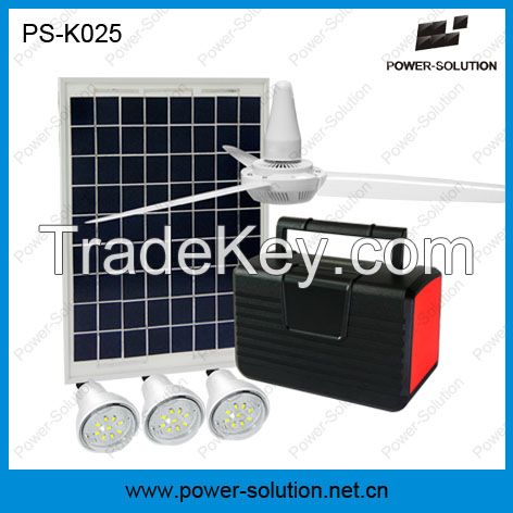 10W Solar Home Lighting DC Fan kit with 7Ah rechargeable battery