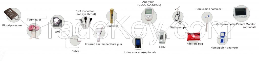 Professional Portable Multi-functional Medical Inspection Bag for Emergency Treatment with Diagnostic Kits