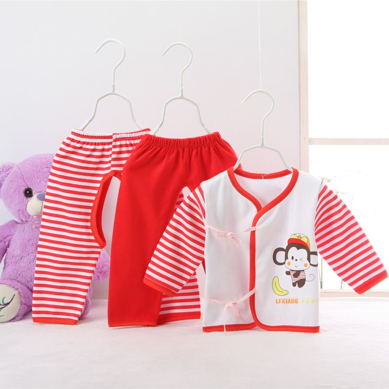 New born baby cotton underwear sets three-piece spring autumn clothes suits