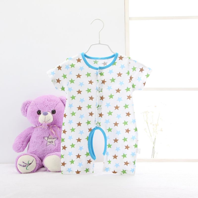 Baby summer rompers short sleeves round collar clothes one-piece