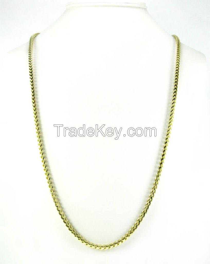 14K Yellow Gold Franco Link Chain 36 Inch 3.65mm