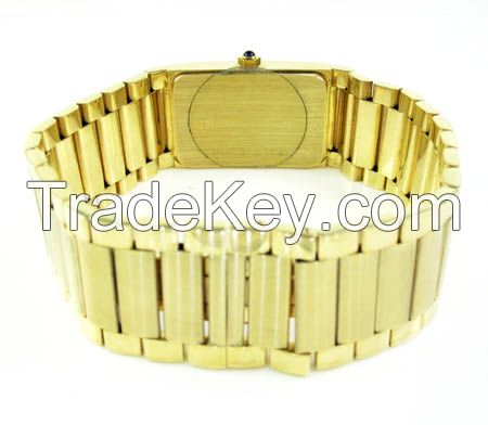 Mens 14K Yellow Gold Geneve Quartz Watch