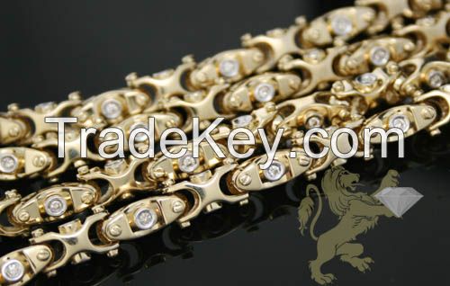 2.50CT 14K YELLOW GOLD "ROUND DIAMOND FANCY CHAIN