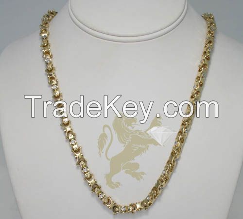 2.50CT 14K YELLOW GOLD "ROUND DIAMOND FANCY CHAIN