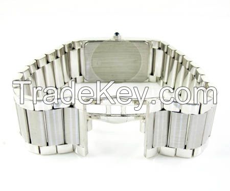 Mens 14K White Gold Geneve Quartz Watch