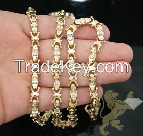 2.50CT 14K YELLOW GOLD "ROUND DIAMOND FANCY CHAIN