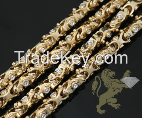 2.50CT 14K YELLOW GOLD "ROUND DIAMOND FANCY CHAIN