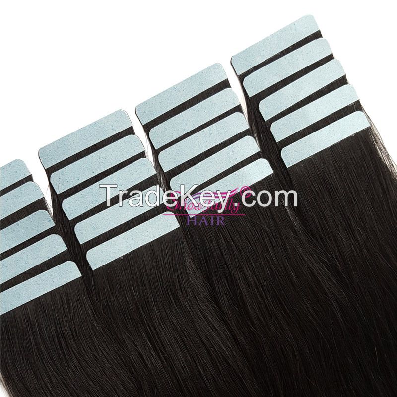 Pu Tape In 100%remy Human Hair Extensions Seamless Skin Weft