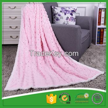 Pink thermal shiny pv cotton fleece blanket