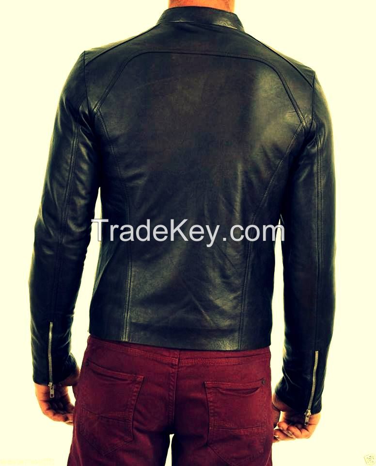 Prime Black Men&#039;s Slim Fit Leather Jacket Genuine Lambskin