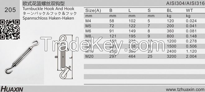 Stainless Steel Open Body Turnbuckles Frame Turnbuckle