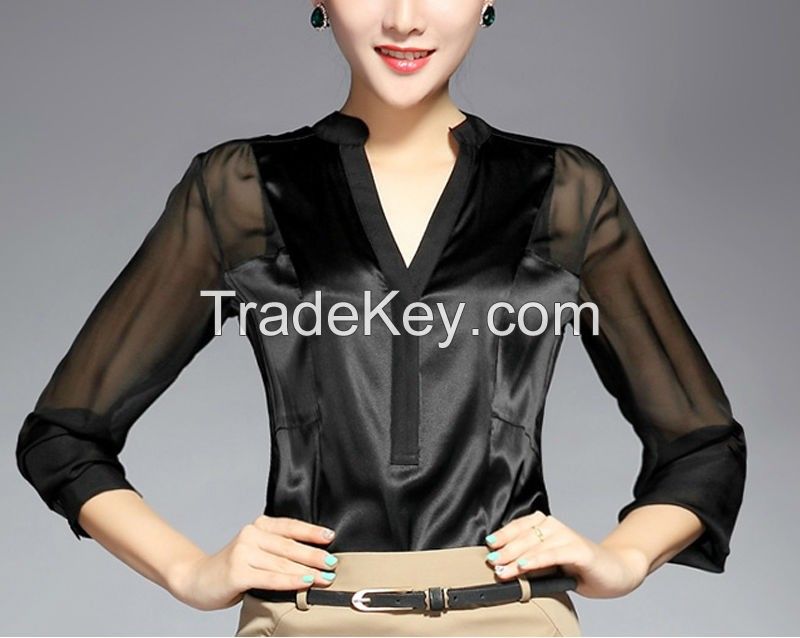 WOMENS SILK LONG SLEEVES FORMAL SHIRTS