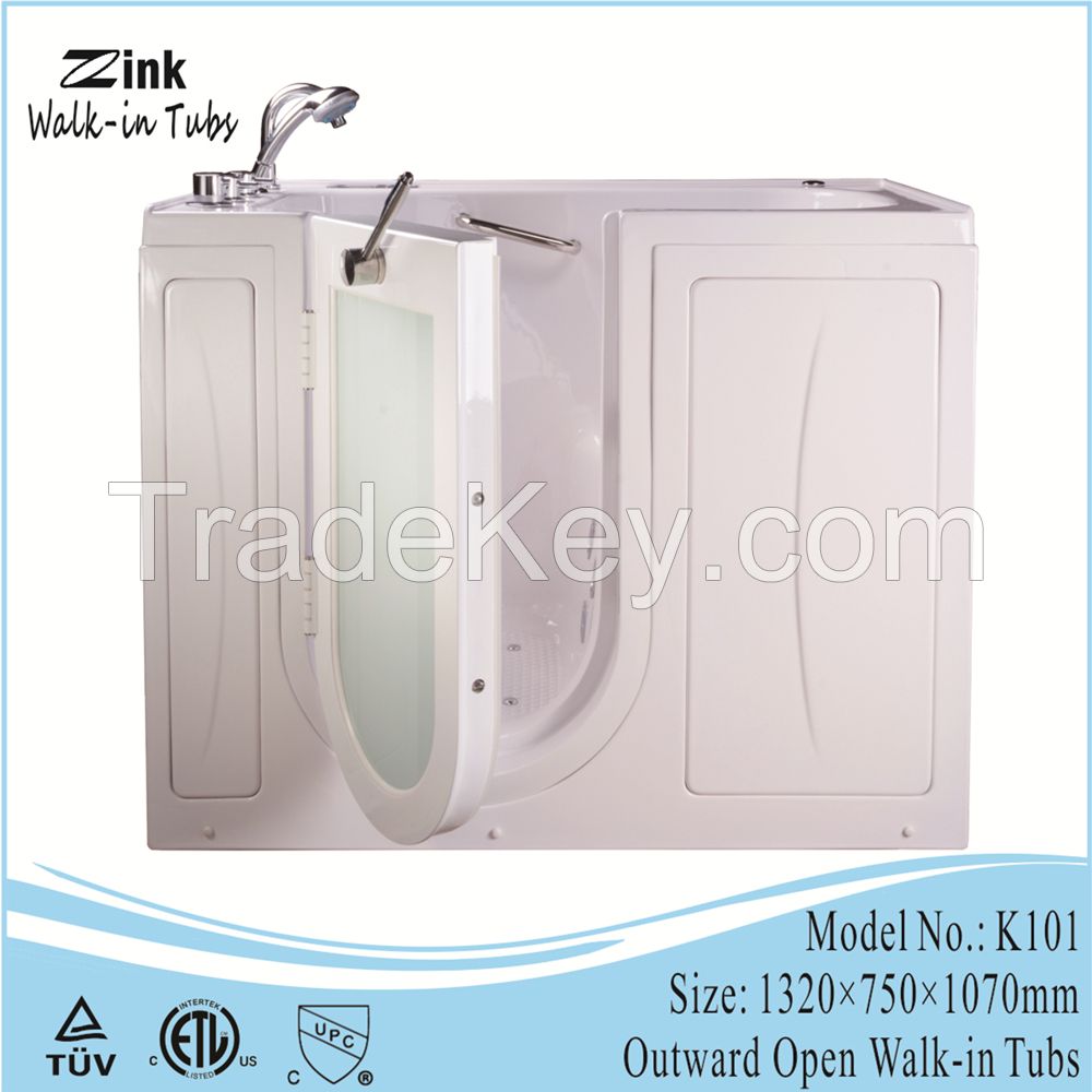 safety outward open door bathtub with seat for fat old people and disabled people