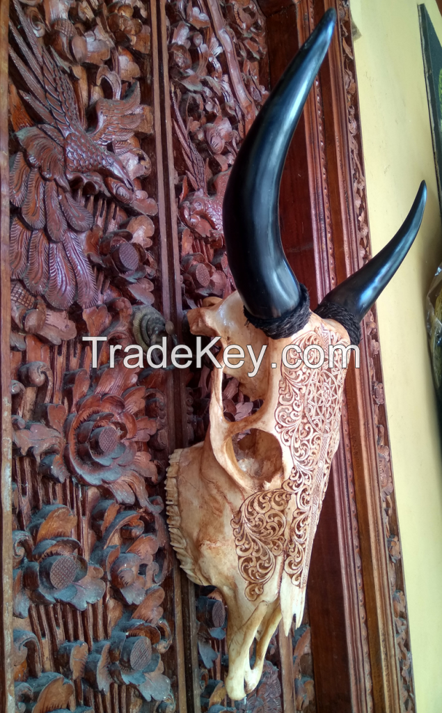 Balinese Hand Carved Cow Skull.