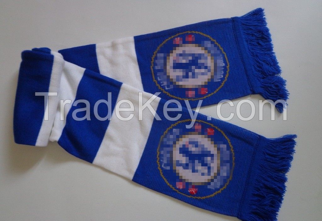 fans jacquard football scarf with tassel