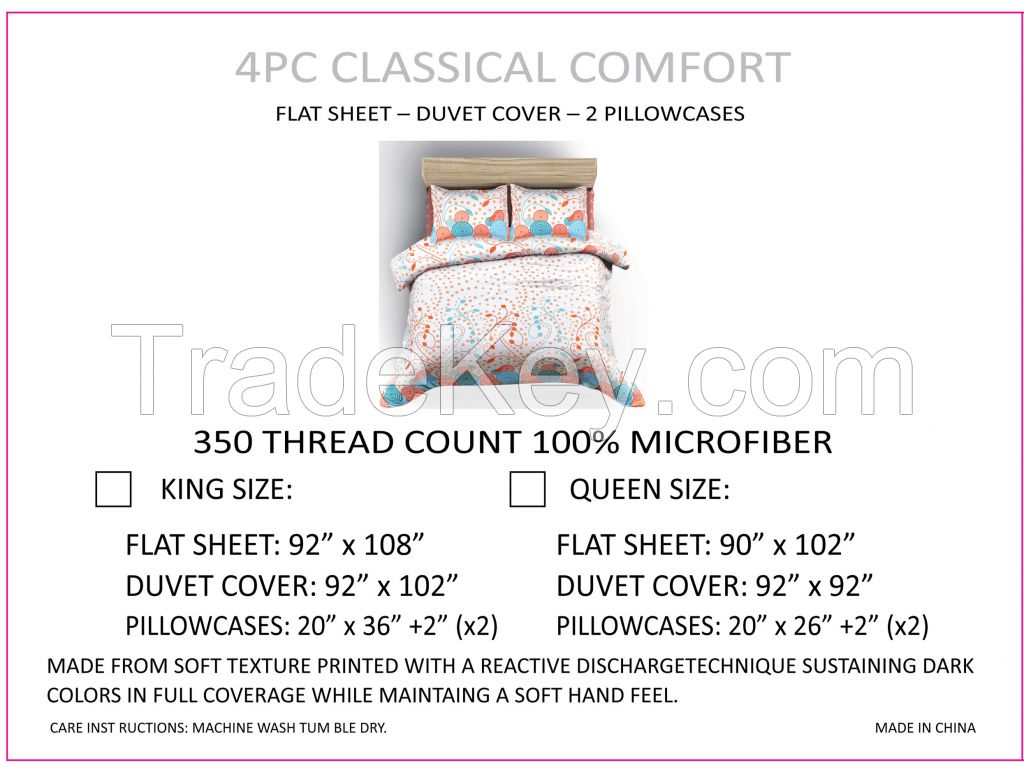 110 GSM microfiber duvet cover(4peices)