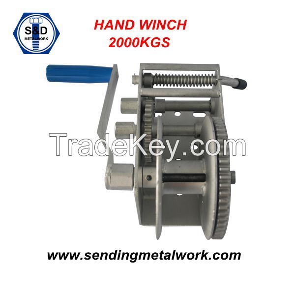 2000kg Hand Winch Strap/Webbing/Dyneema Rope 1speed- Boat Car Marine Trailer