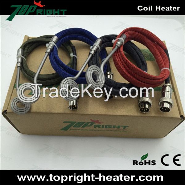 ID 9mm OD26mm 110v 100w  flat coil heater with 1.2meter kevlar sleeve