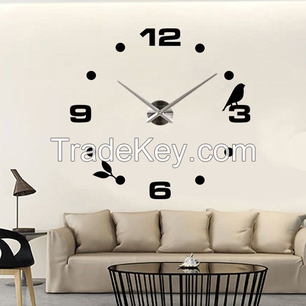 orginal brand big Size Luxury Modern 3d Frameless Large Wall Clock Style Watches Hours DIY Room Home Decoration Mirror Surface