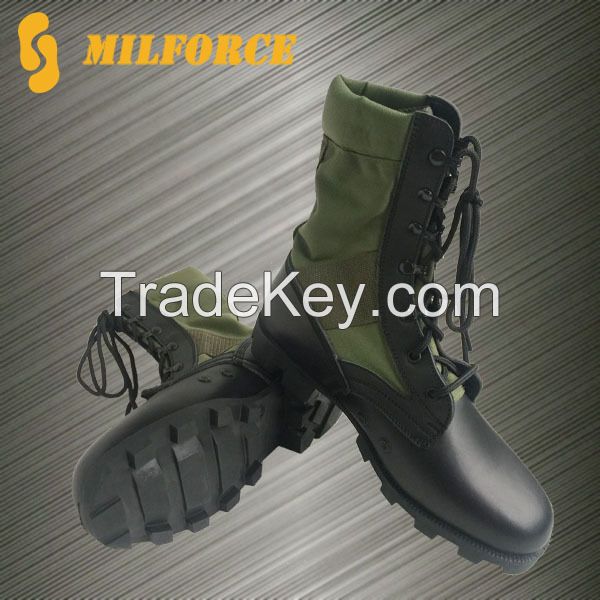 Cow leather canvas military jungle boots outdoor boots for army