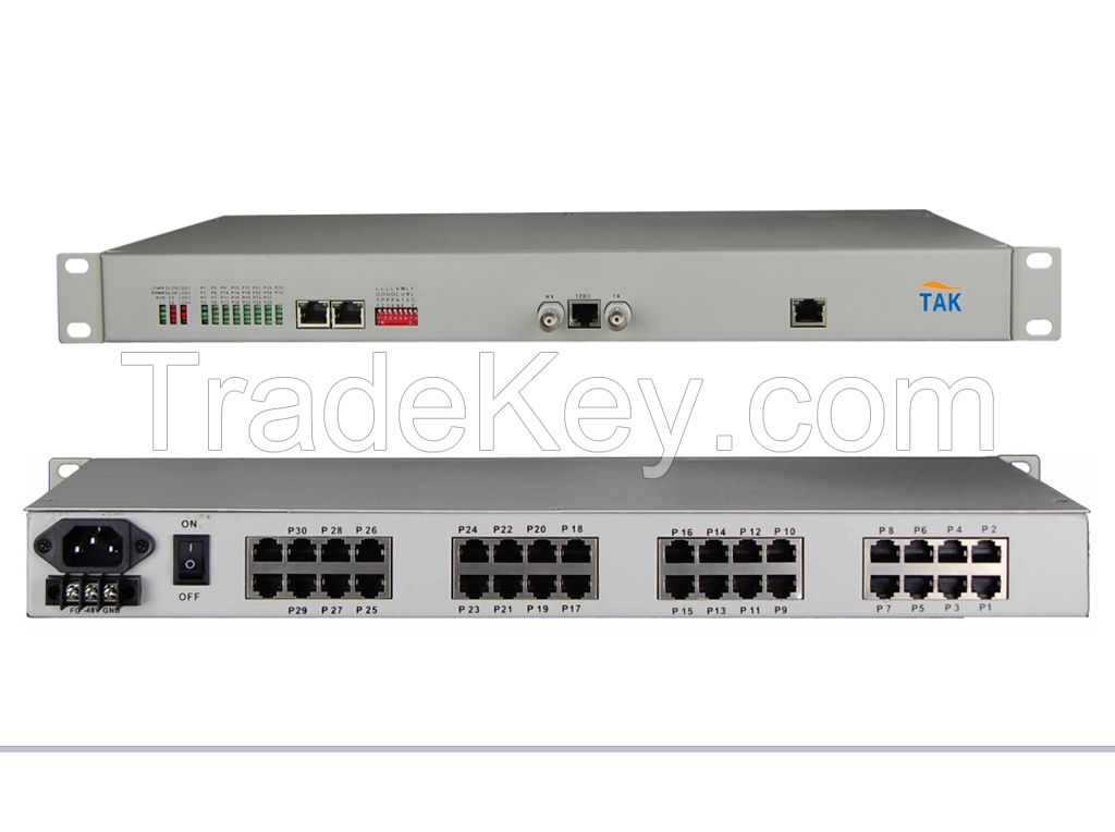 30 channels voice(FXS/FXO/POTs) E1 PCM multiplexer with Ethernet FE