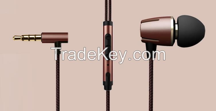 metal earphone E72,metallic earbud, plastic earphone, line-control headset portable earphone