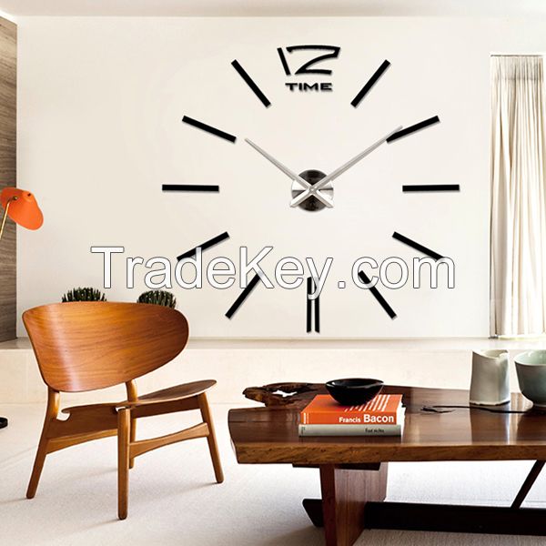 Modern Decor Time Wall Clock Silver Mirror Wall Clock