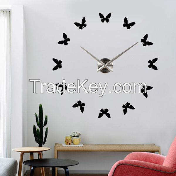 Modern Decor Time Wall Clock Silver Mirror Wall Clock