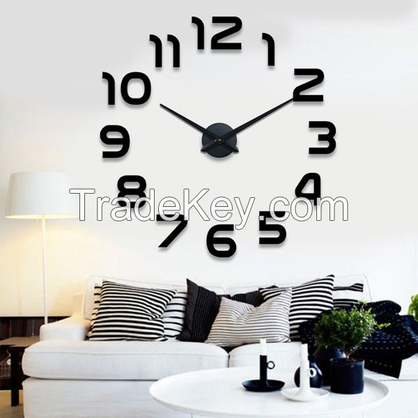 Modern Decor Time Wall Clock Silver Mirror Wall Clock